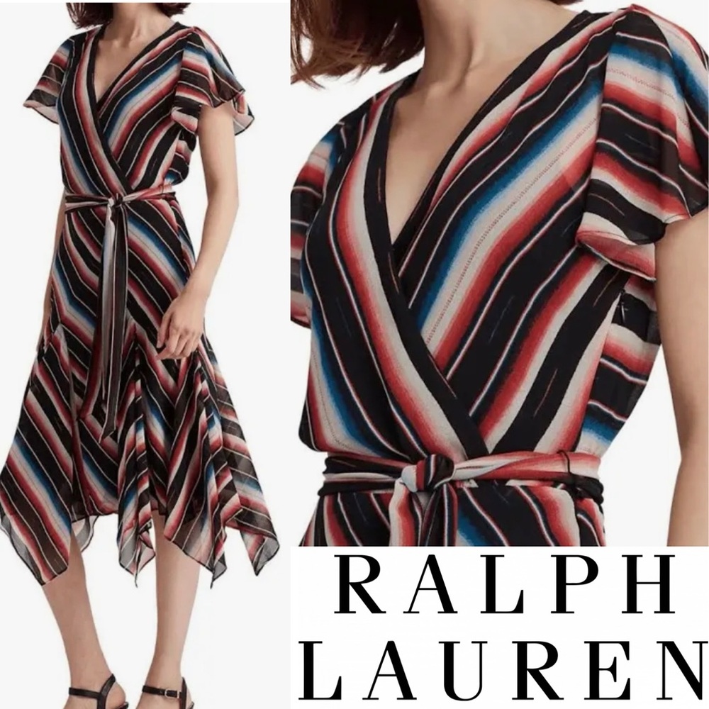 Ralph Lauren Black Label Southwestern Inspired and Asymmetrical Wrap Dress